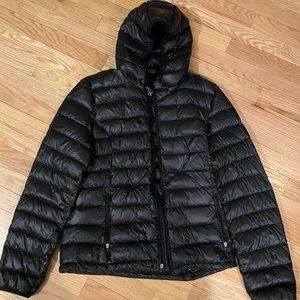 Black Puffer Coat - Duck Down Filled - Size L